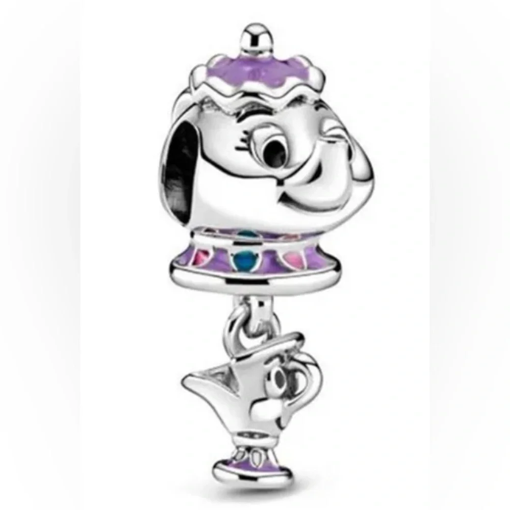 NWOT Pandora x Disney Beauty & the Beast Mr Potts & Chip Dangle Charm 799015C01_2